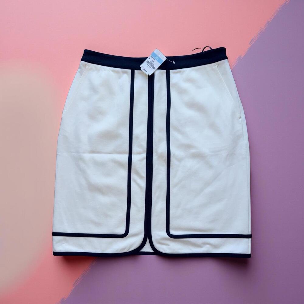 J. Mclaughlin Marf Skirt Mini Women's 6 NWT White Navy Preppy Summer Solid